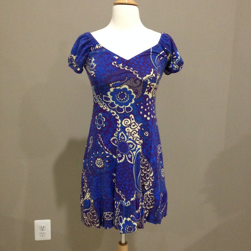 Vintage Betsey Johnson print mini dress with ruffle hem